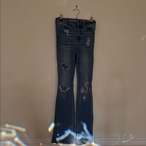 Blue Spice distressed jeans high rise flares